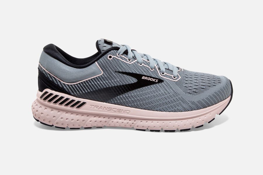 Brooks Running Shoes - Transcend 7 Road Womens - Grey/Black/Pink - PYR-408673